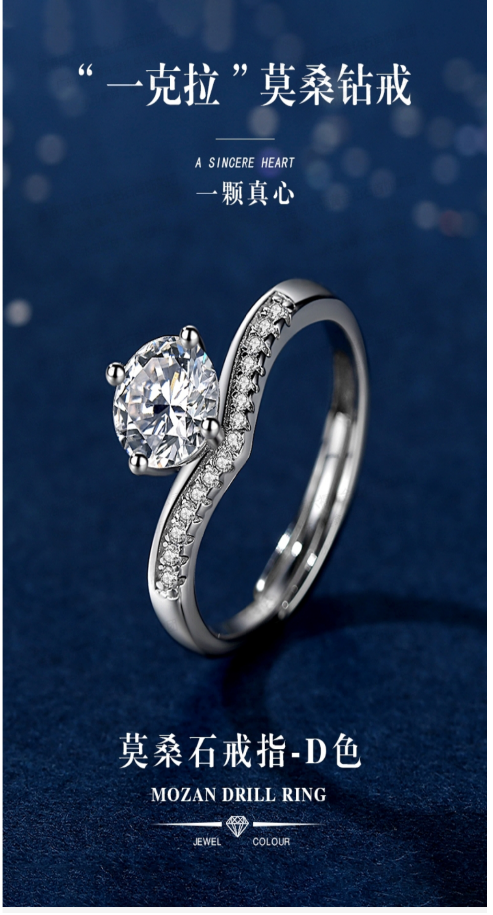 莫桑钻公主皇冠戒指-可调节圈口（合金）